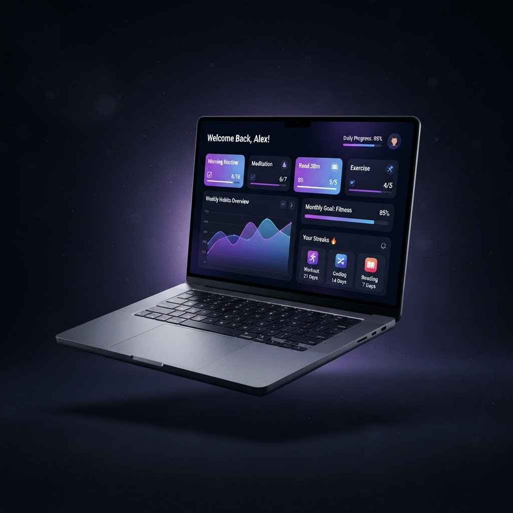 Laptop displaying a CaveX Tech app dashboard